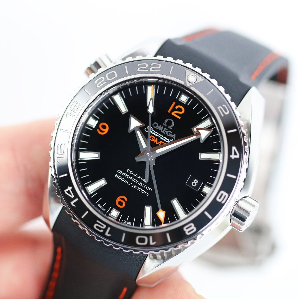 Omega Planet Ocean GMT 43.5 (Zeer goed/ 2018), Staal, Polshorloge, Kunststof, Ophalen of Verzenden