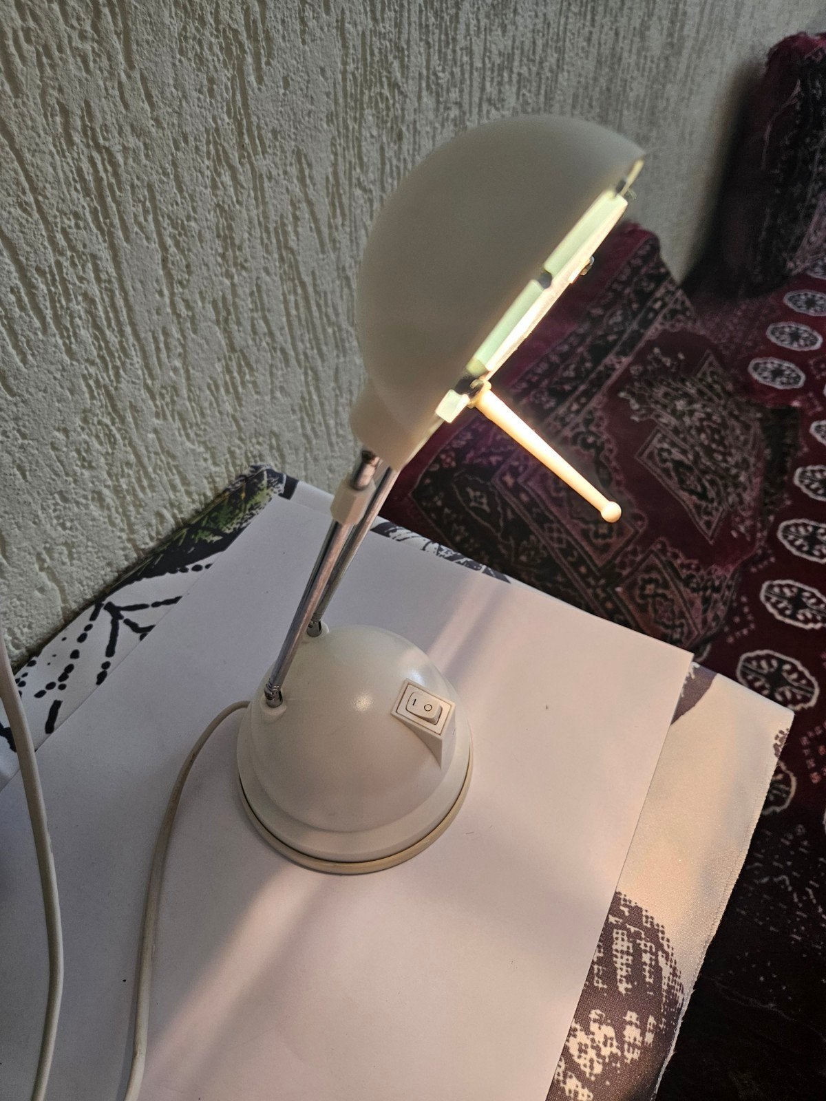 Vintage bureaulamp - Halogeen - Wit/Chroom, Ophalen, Gebruikt, Overige fittingen