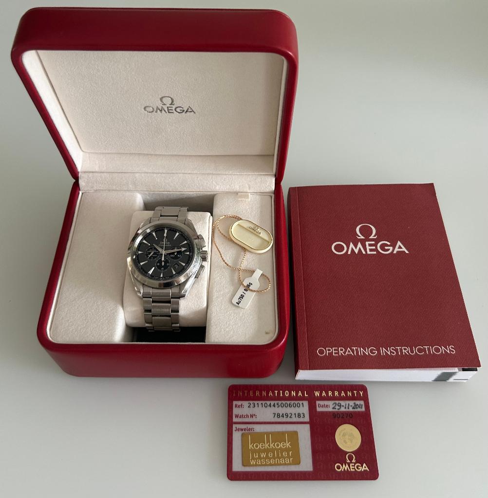 Omega Aqua Terra Chronograaf Seamaster 44 MM., Sieraden, Tassen en Uiterlijk, Horloges | Heren, Ophalen, Staal, Staal, Polshorloge