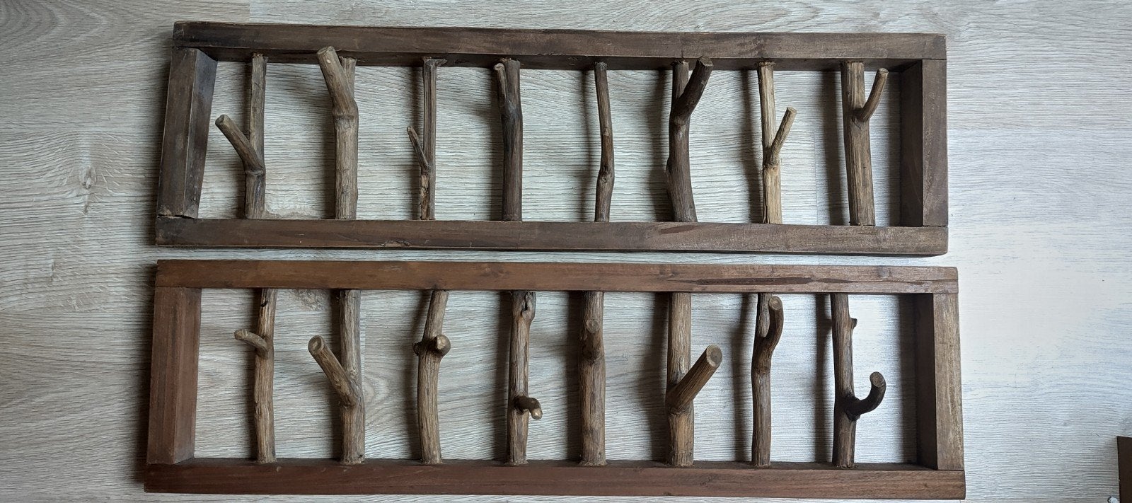 Twee mooie houten kapstokken 80cm, van Indonesisch hout, Huis en Inrichting, Wandkapstok, Ophalen of Verzenden, Zo goed als nieuw