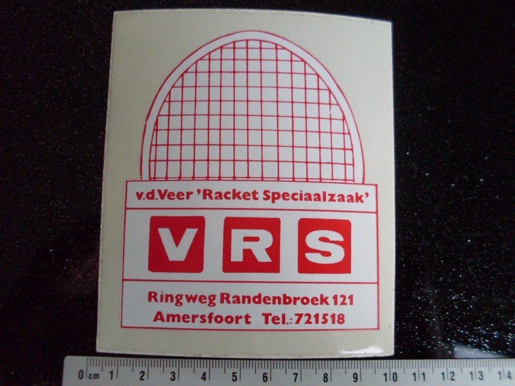 ruit sticker v.d. Veer racket speciaalzaak VRS amersfoort, Verzenden, Zo goed als nieuw, Bedrijf of Vereniging