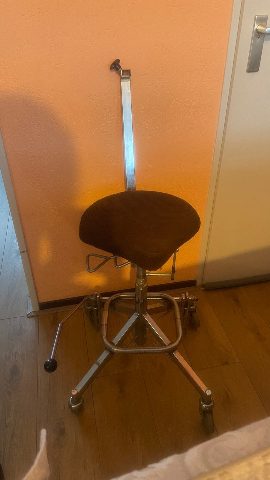 GRATIS Ergonomische zadelkruk met wielen - Gebruikt, Ophalen, Gebruikt, Bruin, Metaal