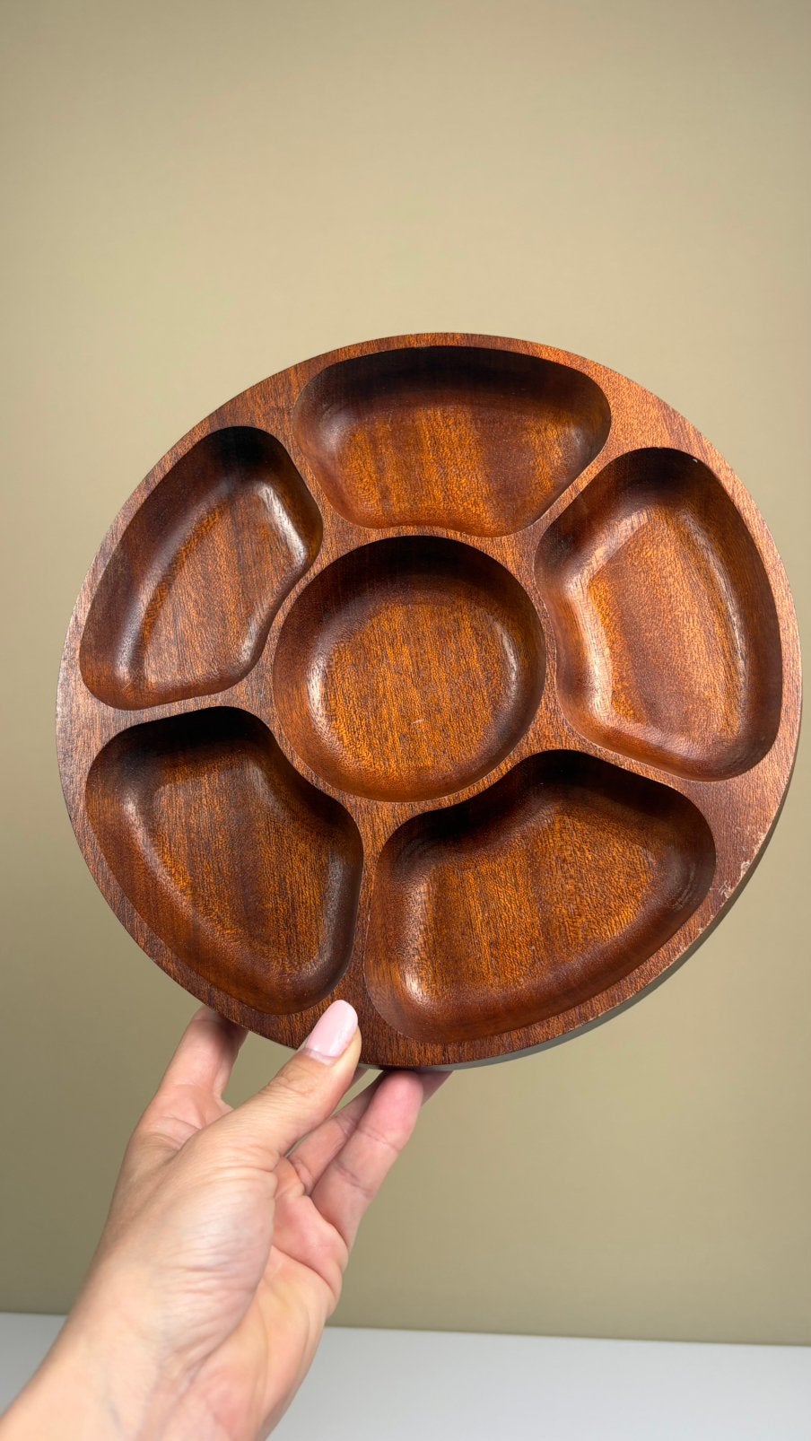 Vintage handgemaakt teakhouten Deens design borrelplank, Ophalen of Verzenden