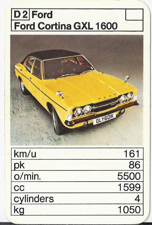 Kw2198 autokaartje ford cortina gxl 1600, Ophalen of Verzenden, Zo goed als nieuw, Auto's
