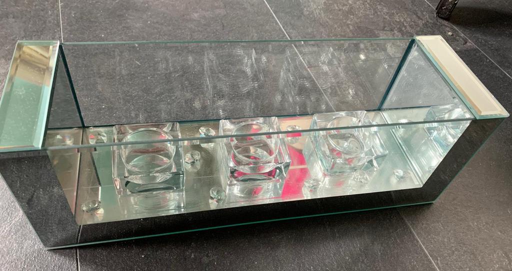 Nieuwe spiegel glas diamant strass kaarsenhouder theelicht, Overige materialen, Nieuw, Ophalen of Verzenden, Kandelaar