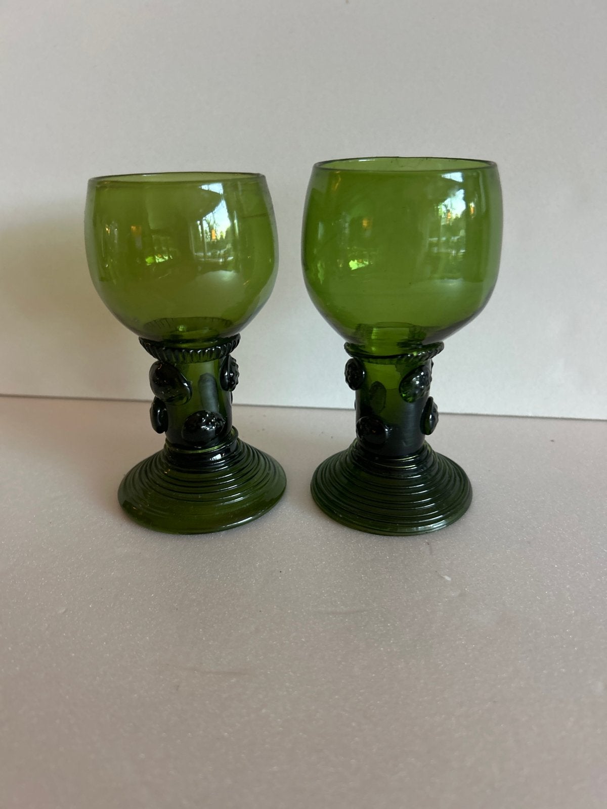 Set van 2 Groene Roemers Wijnglazen met Noppen, Ophalen of Verzenden
