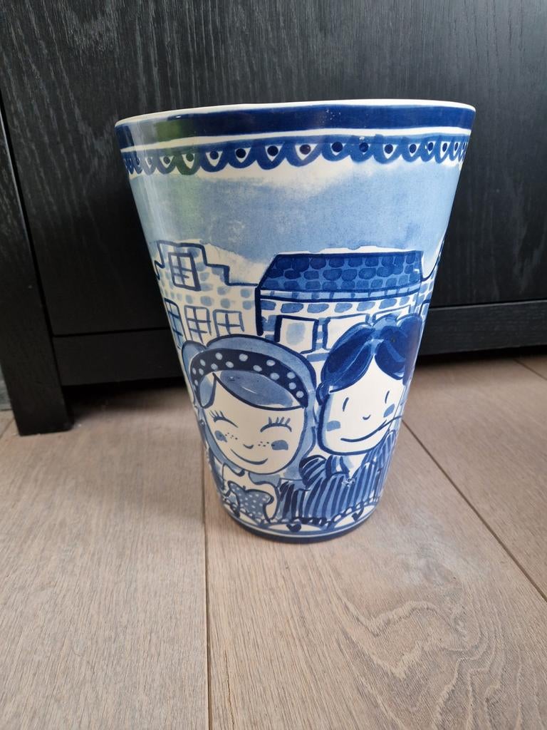 Delfts blauwe Blond Amsterdam vaas, Ophalen, Gebruikt, Blauw, Aardewerk of Porselein