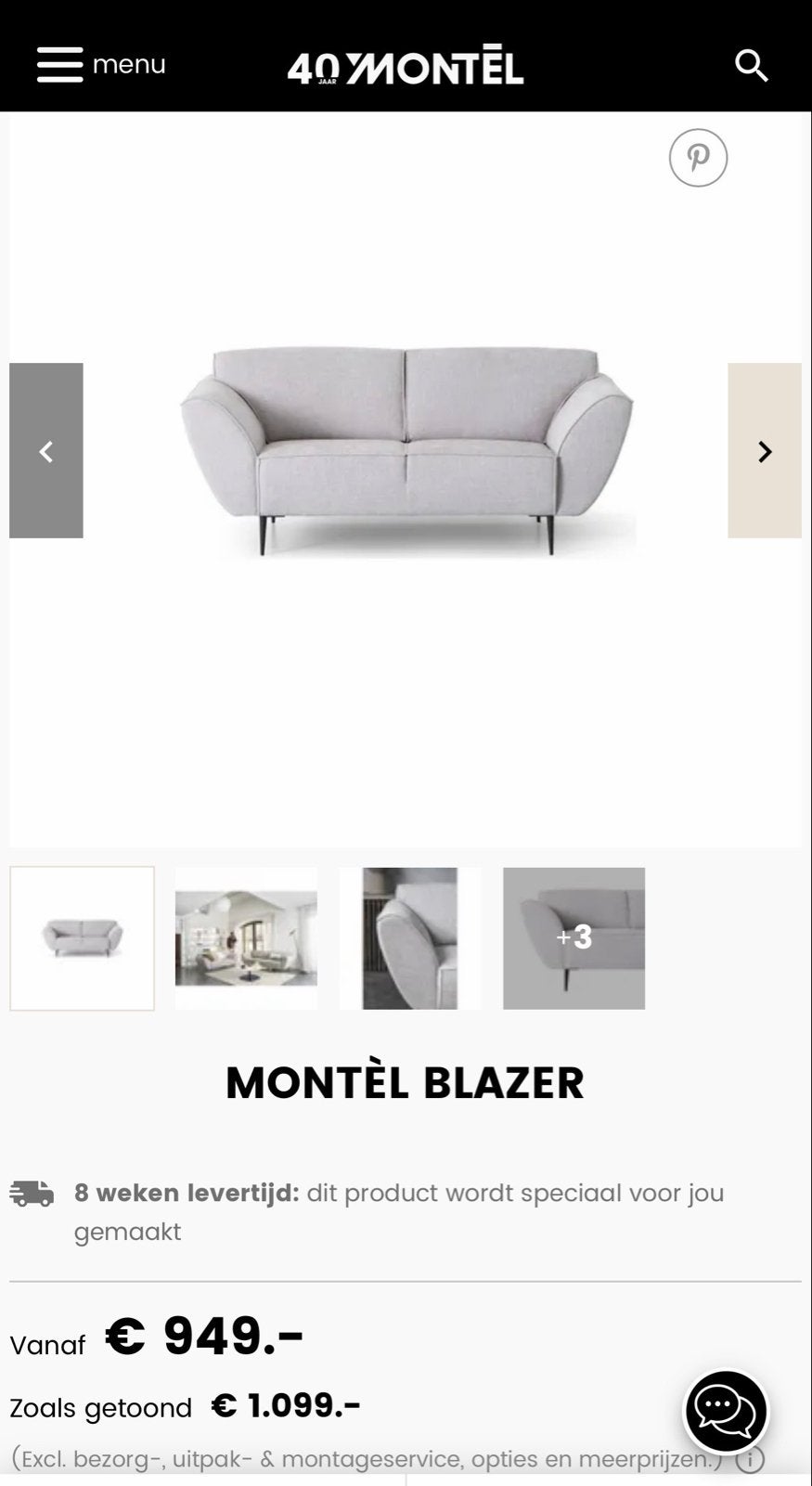 Montèl Blazer 2-zitsbank - Lichtgrijs Stof Miami, Ophalen, 150 tot 200 cm, Tweepersoons, 75 tot 100 cm