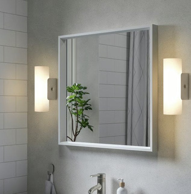 Ikea NISSEDAL Spiegel, wit, 65x65 cm, vierkant, Ophalen, Gebruikt, Vierkant, Minder dan 100 cm