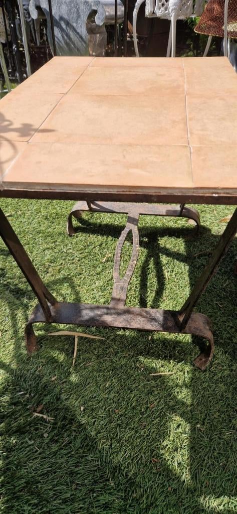 Franse jaren 60 salontafel+bovenblad van aardewerk(brocante), Ophalen, Gebruikt, 100 tot 150 cm, Overige materialen