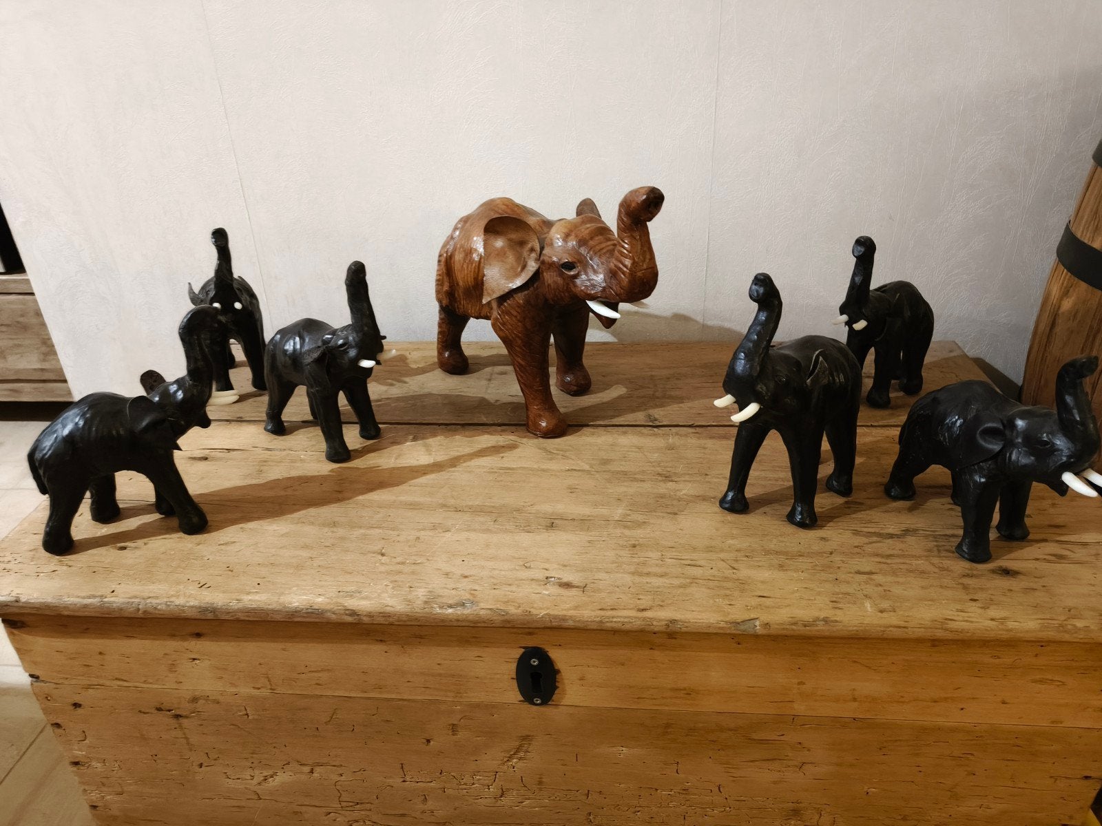 lederen olifanten, Ophalen of Verzenden, Gebruikt, Beeldje of Figuurtje