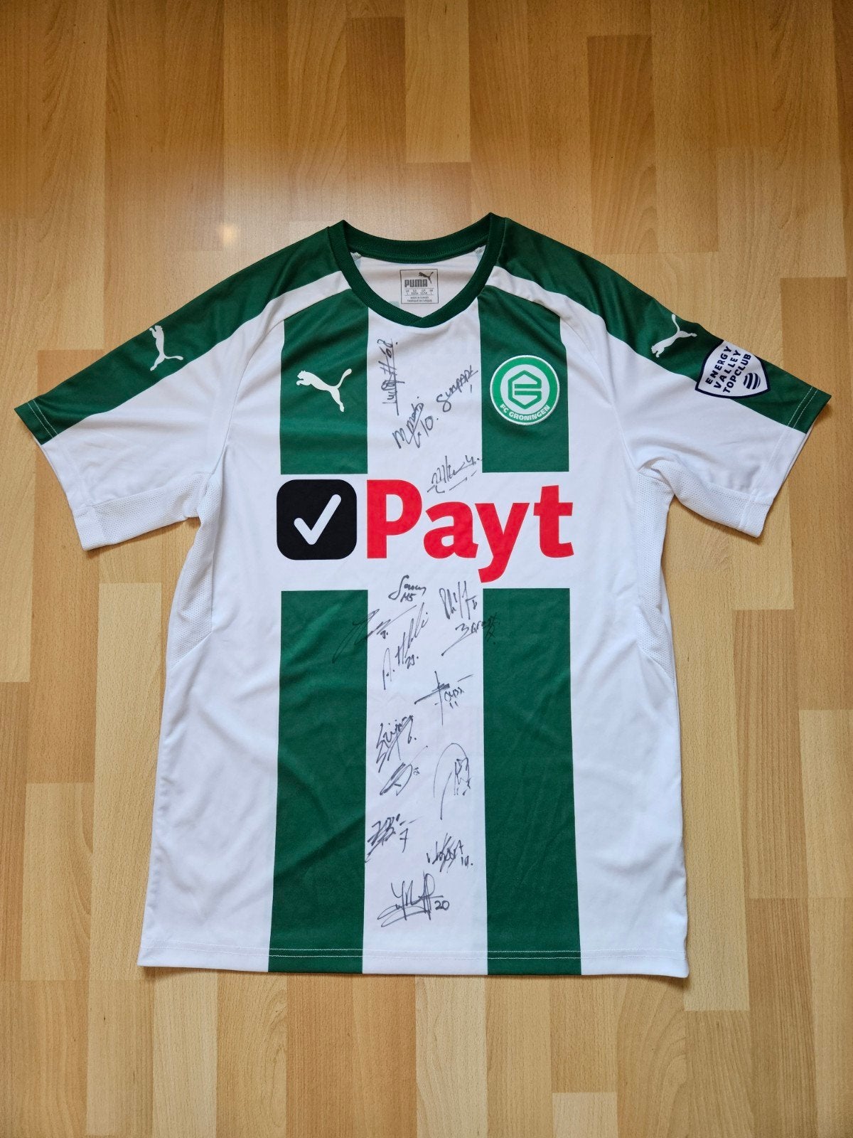 Gesigneerd FC Groningen shirt maat L, Maat L, Ophalen of Verzenden, Zo goed als nieuw, Shirt