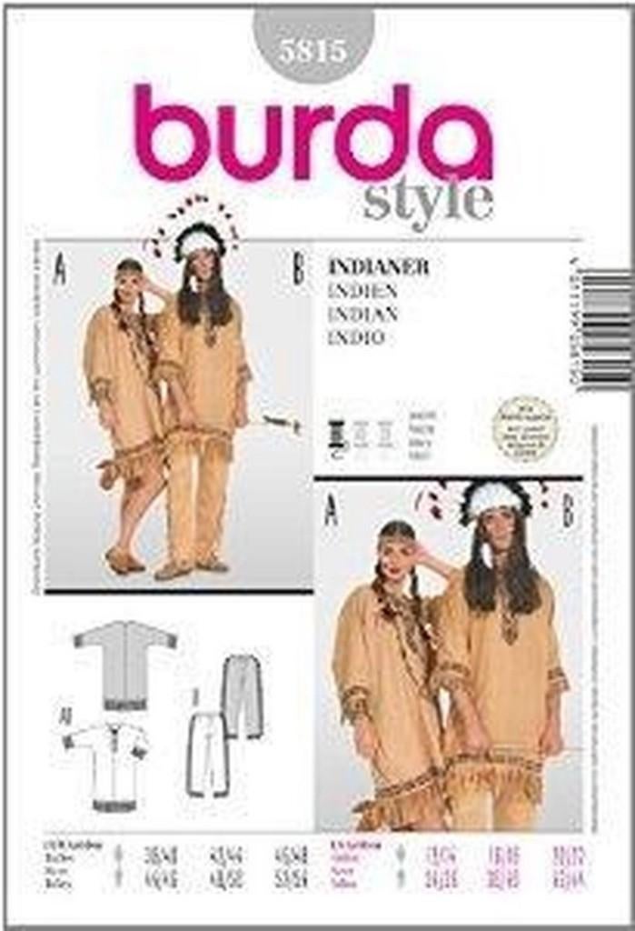 Burda Naaipatroon 5815 - Indiaan in variaties, Overige typen, Vrouw, Nieuw, Burda
