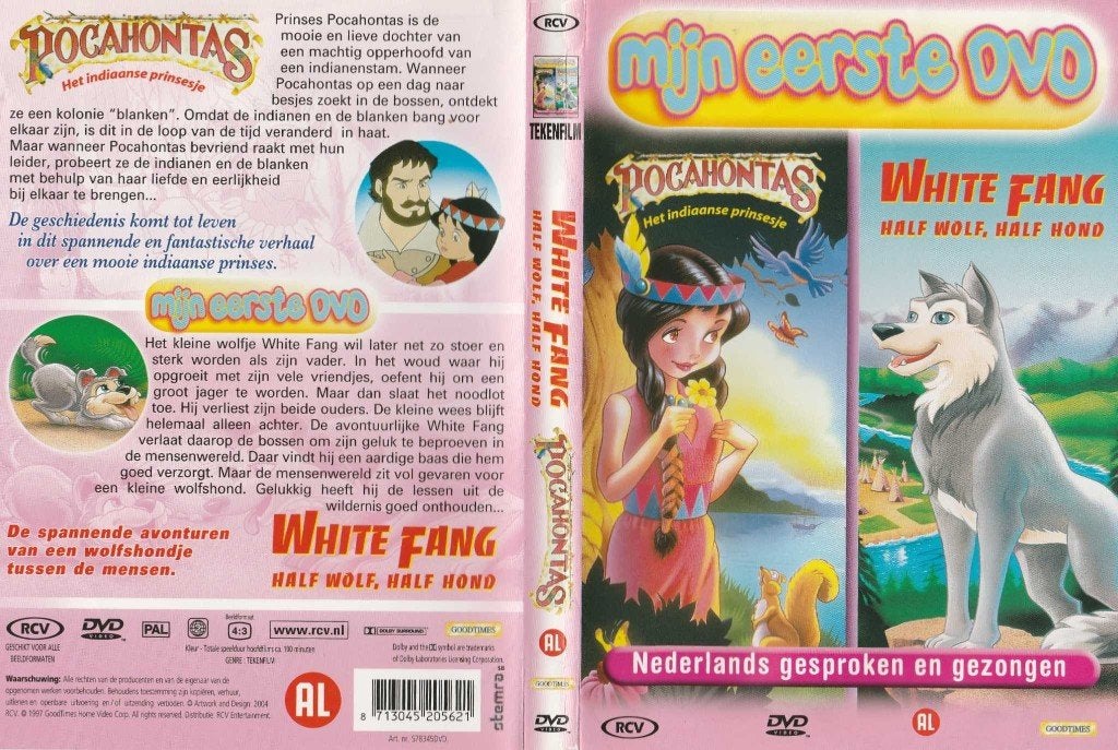 Pocahontas & White Fang (2-Filmpack), Cd's en Dvd's, Alle leeftijden, Ophalen of Verzenden, Zo goed als nieuw, Inclusief doosje