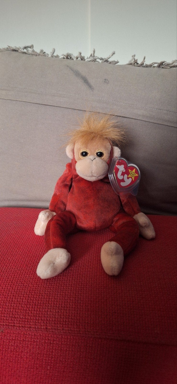 Ty Beanie Baby Schweetheart Aap met tag beschermer, Nieuw, Ophalen of Verzenden, Met label, Rood