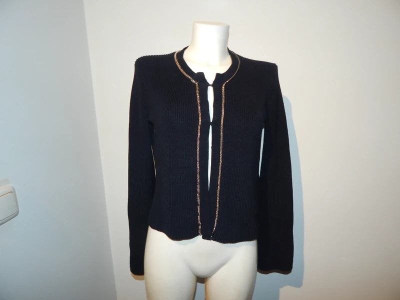 Maje chique gebreid vest afgezet met gouden ketting 2/M, Maat 38/40 (M), Verzenden, Zwart, Maje