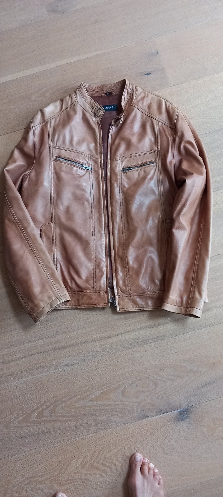 Stijlvol bruin leren herenjack - Maat L/ 52, Maat 52/54 (L), Bruin, ARKS, Ophalen of Verzenden