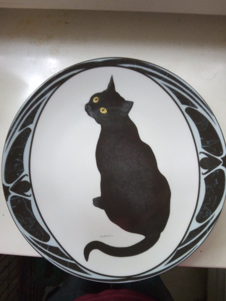 wandbord zwarte kat, Antiek en Kunst, Antiek | Porselein, Ophalen