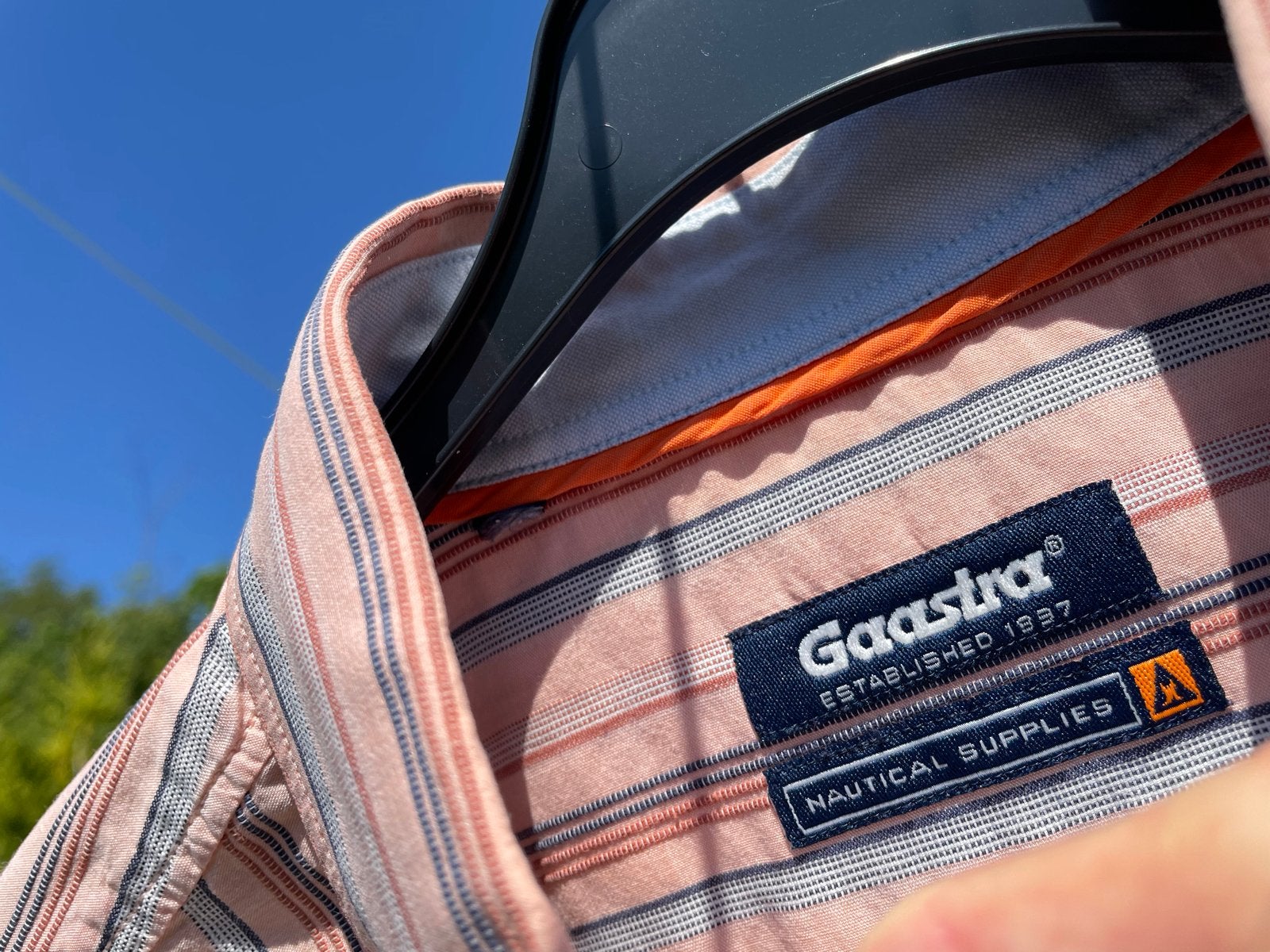 Gaastra Watersport Overhemd Maat L Zalm met Strepen, Ophalen of Verzenden, Zo goed als nieuw, Overige kleuren, Halswijdte 41/42 (L)