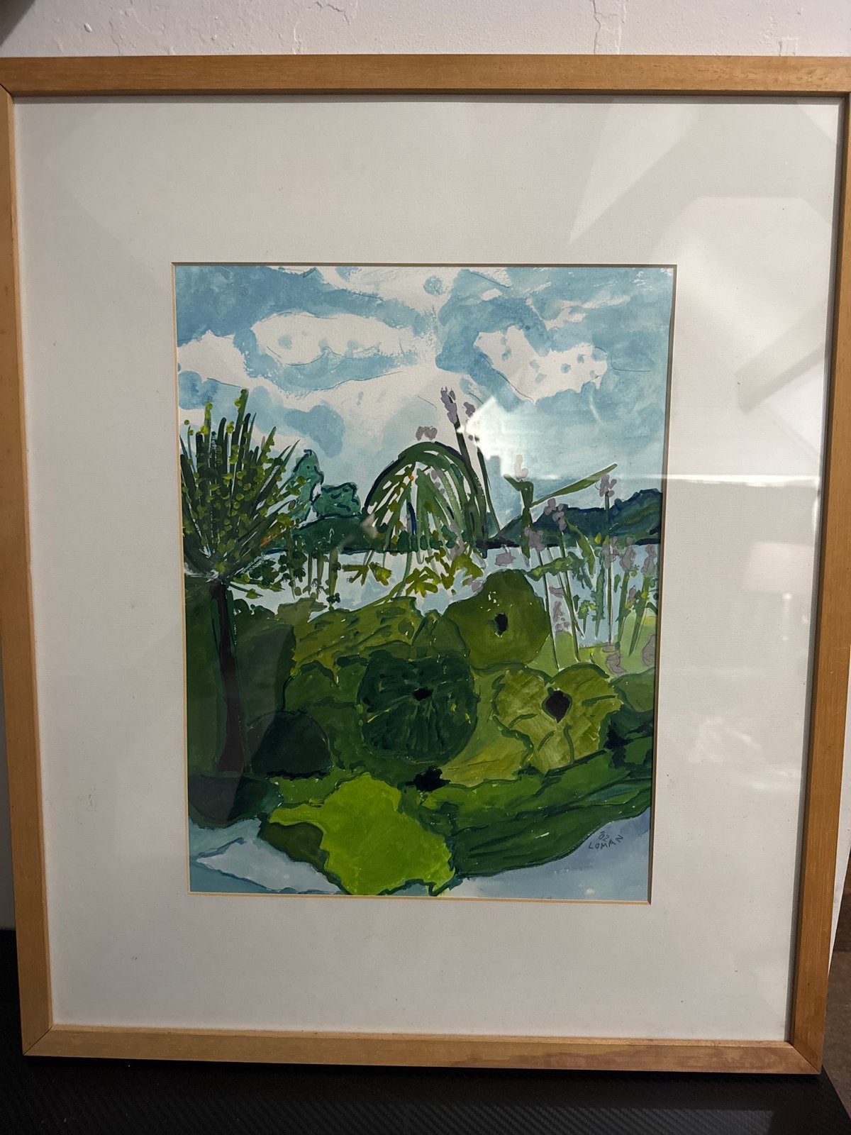 Karel Loman - De waterkant (aquarel met potlood), Achter glas, Realistisch, Ophalen of Verzenden, Landschap