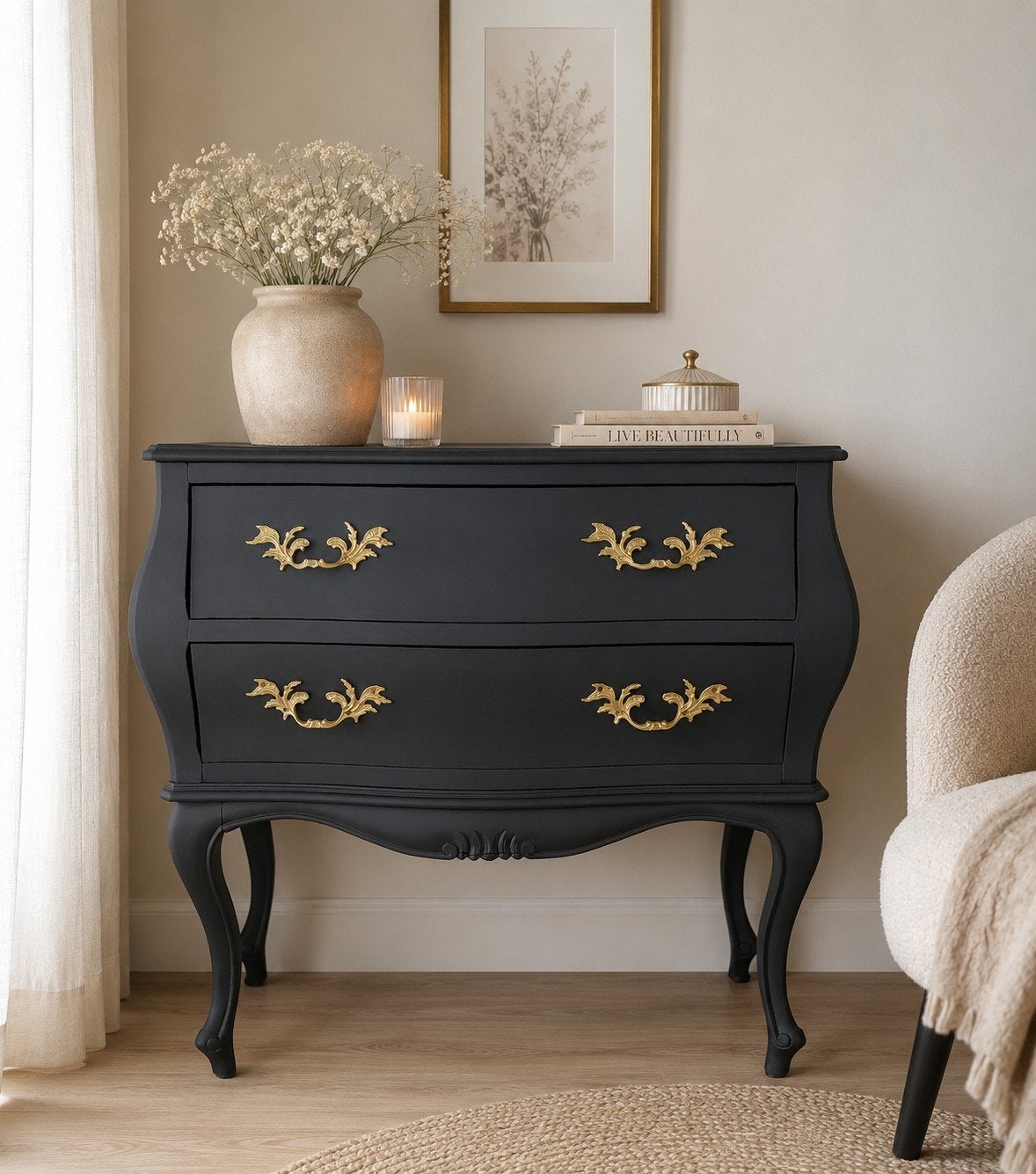 Stijlvolle Franse ladenkast met bloemenprint in de lades, Huis en Inrichting, Kasten | Ladekasten, Ophalen, Gebruikt, Antiek, vintage, brocante, landelijk,chique, kastje
