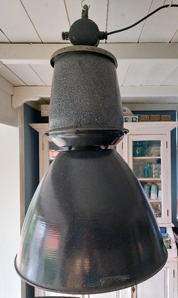 Hanglamp/fabriekslamp, emaille, industrieel, Ophalen, Gebruikt, Metaal, Industrieel