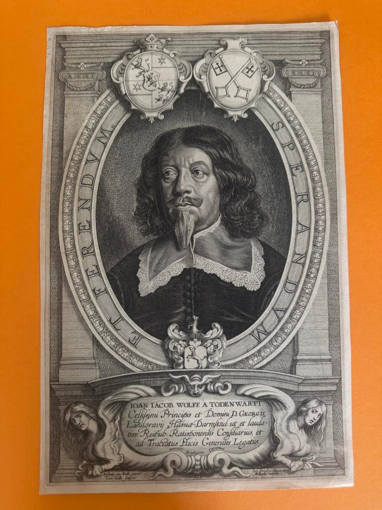 Antieke gravure Joannes Jacobus Wolf von Todenwart, Portret, Ophalen of Verzenden, Gravure, Origineel
