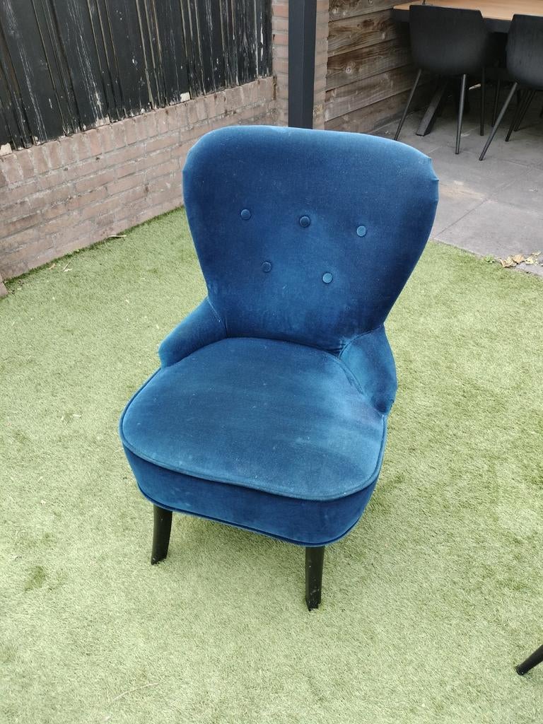 Blauwe stoel, Huis en Inrichting, Ophalen of Verzenden, Gebruikt, 75 tot 100 cm, 50 tot 75 cm
