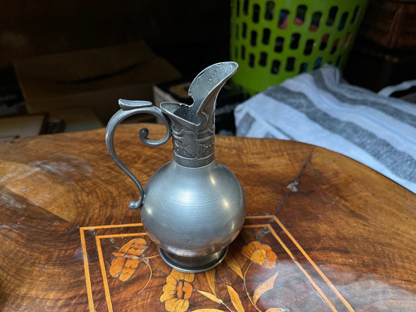 Tinnen schenk kan 14cm vintage antiek, Ophalen of Verzenden