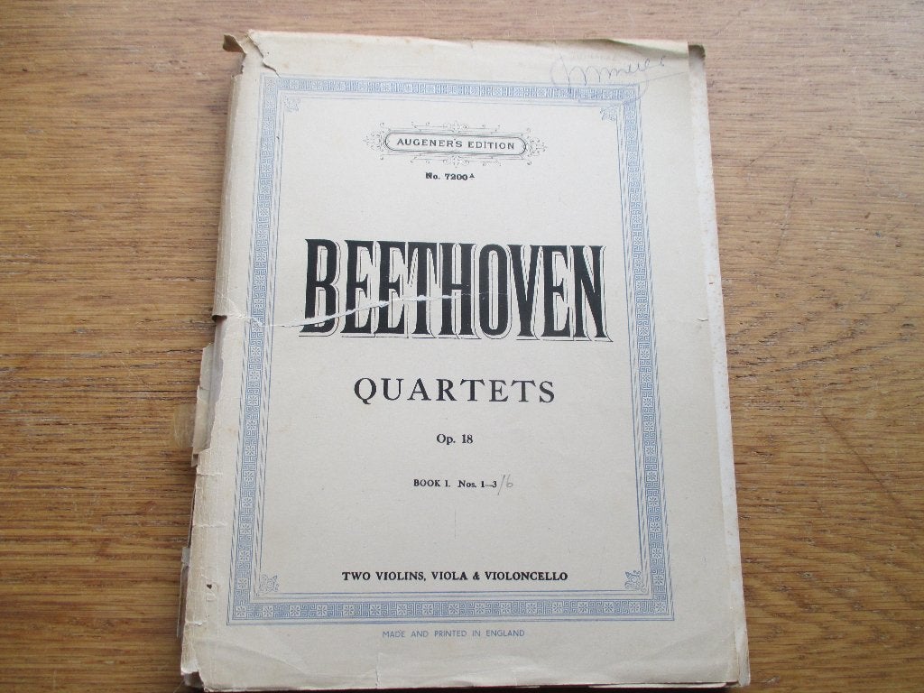 Beethoven quartets-op.18 -1-3 - 2 violen, altviool, cello, Muziek en Instrumenten, Bladmuziek, Gebruikt, Klassiek, Ophalen of Verzenden