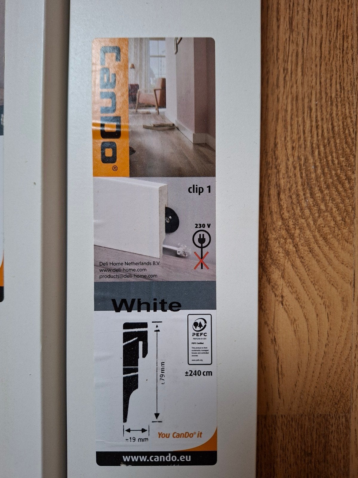Cando Plinten Wit - 240 cm (Nieuw), Ophalen, Nieuw, Mdf, 200 tot 250 cm