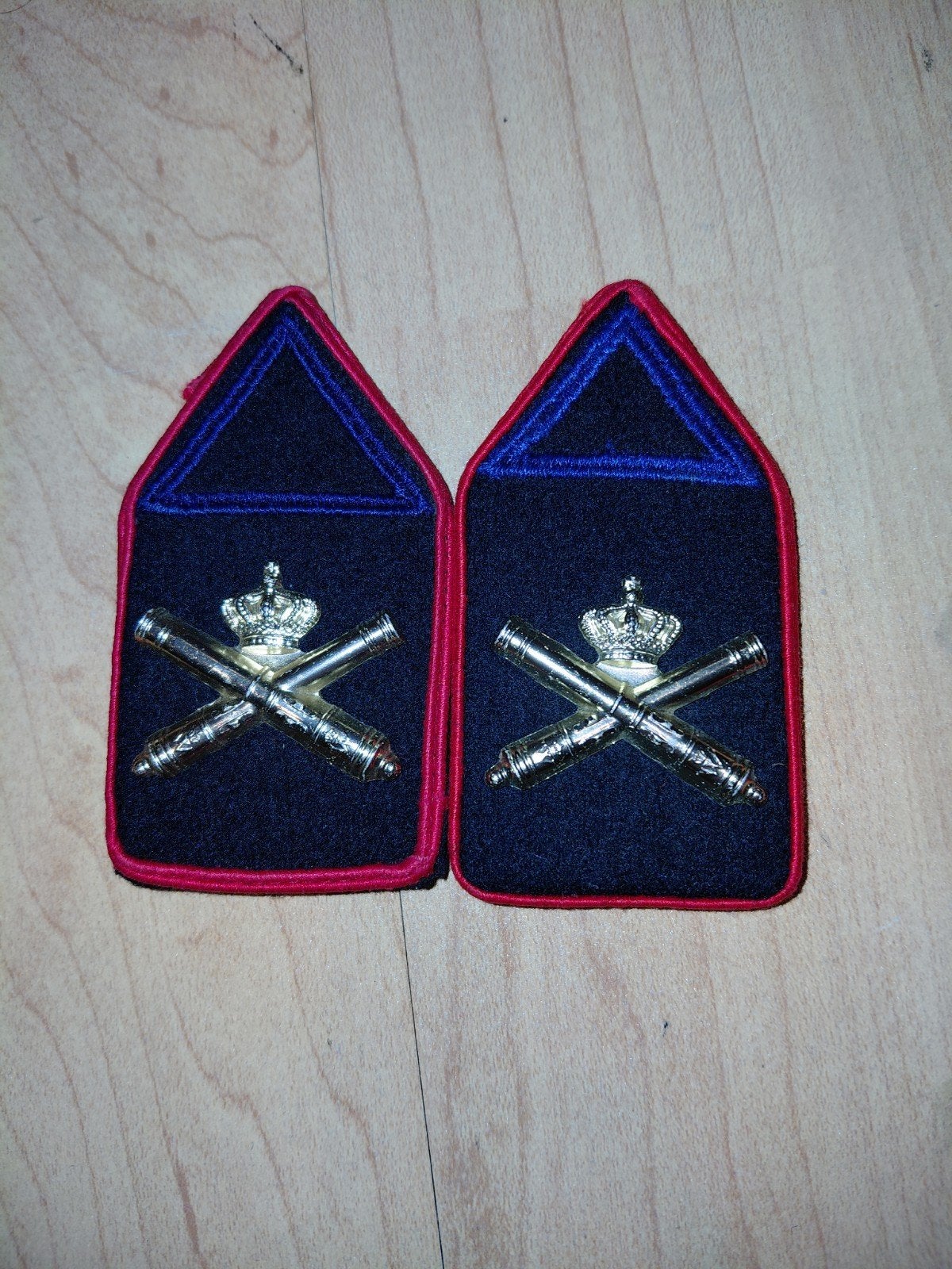 Opleiding artillerie kraagspiegels, Verzamelen, Ophalen of Verzenden, Landmacht, Nederland, Embleem of Badge