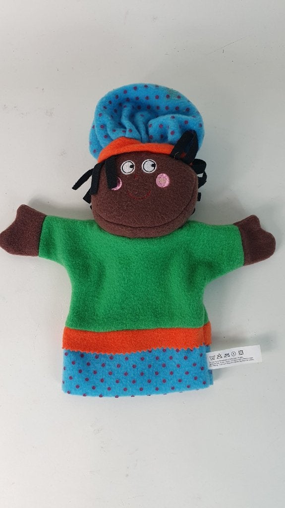 Zwarte Piet handpop, groen pakje, 28cm. 8B12, Kinderen en Baby's, Speelgoed | Knuffels en Pluche, Tweedehands verkoop, Tweedehands verkoop