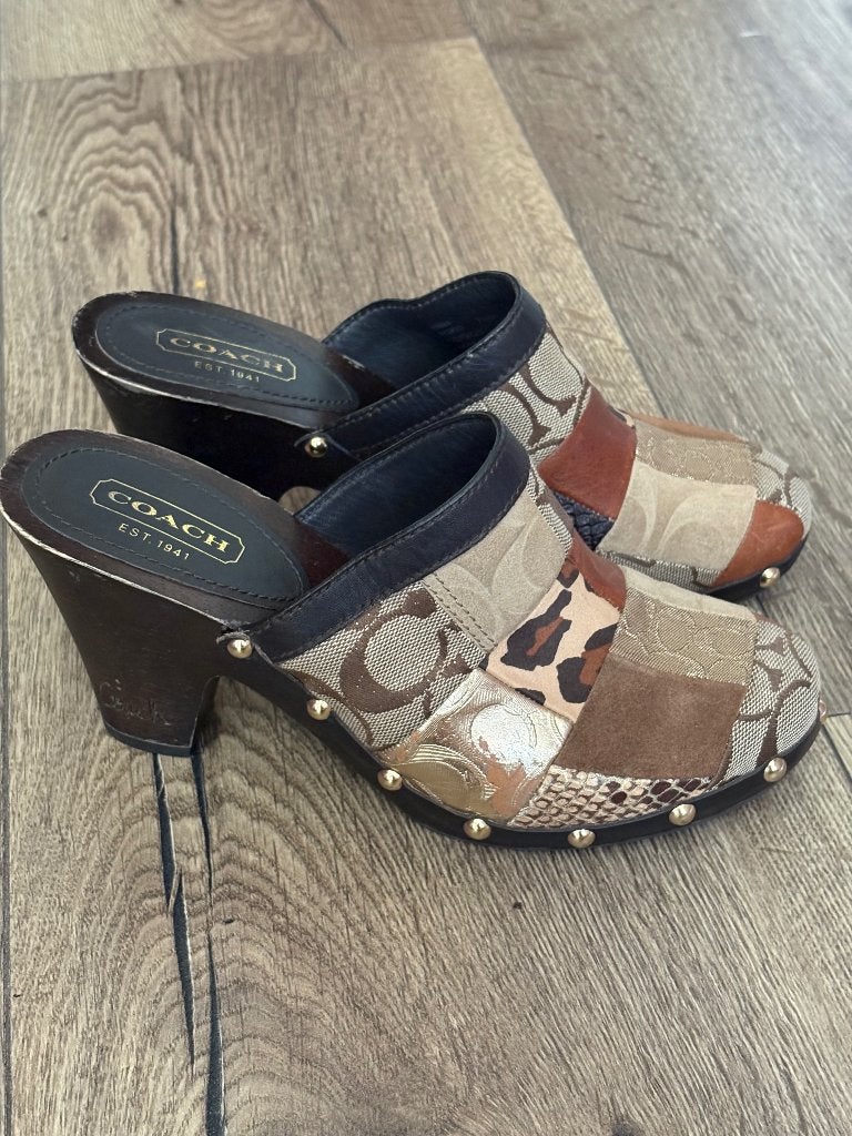 Vintage Coach muiltjes maat 38, Zwart, Gedragen, Sandalen of Muiltjes, Ophalen of Verzenden