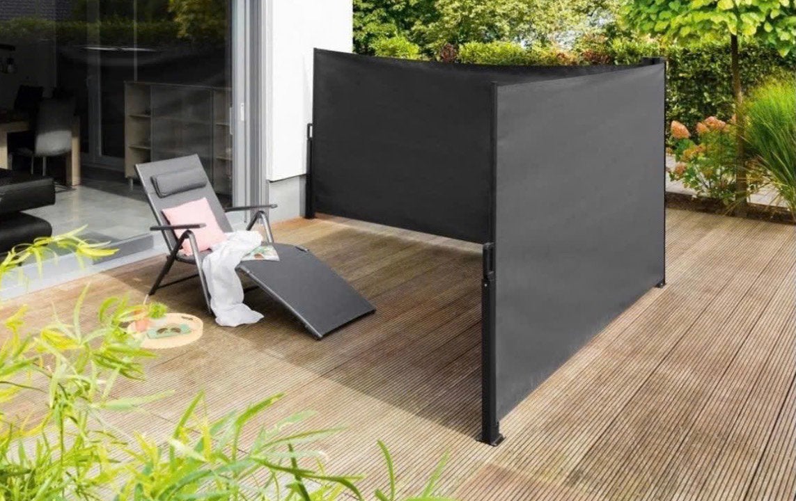 Nieuw in doos! Uitschuifbaar dubbel windscherm 600x160cm, Tuin en Terras, Ophalen, Aluminium, Zo goed als nieuw, 200 cm of meer