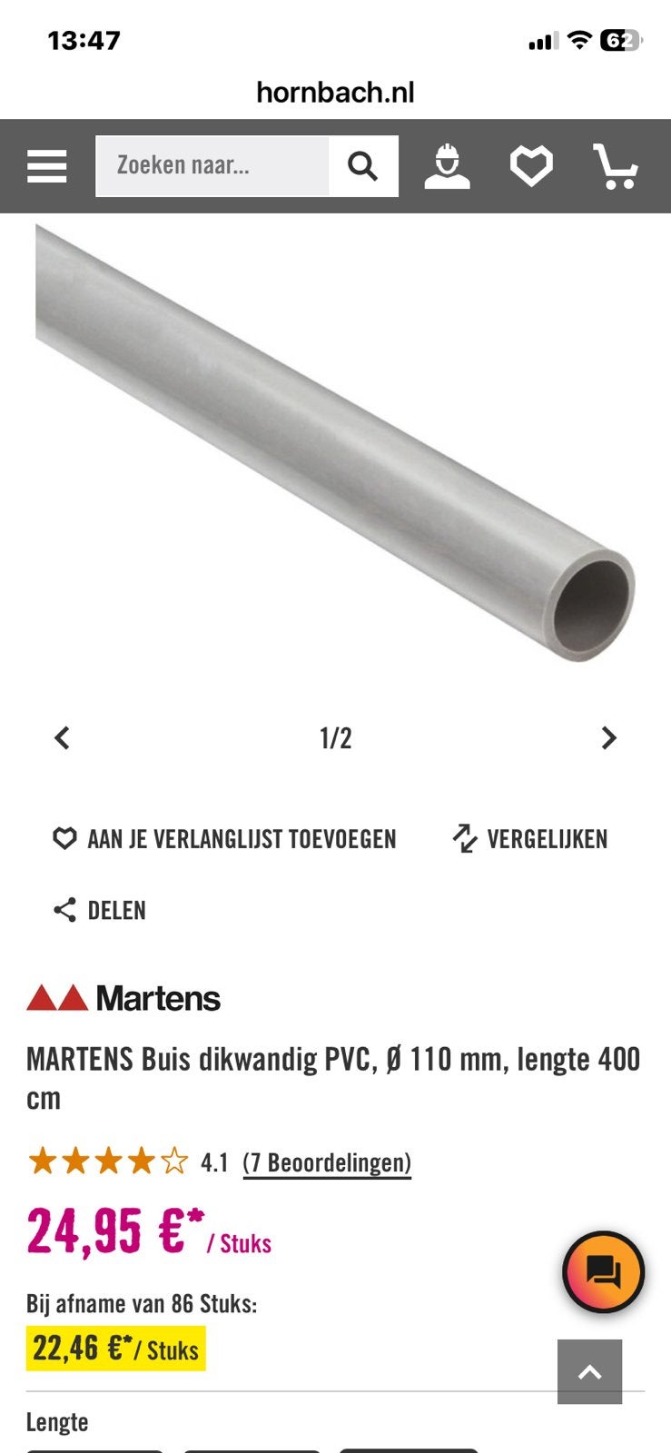 NIEUWE PVC BUIZEN, Ophalen, Pvc, Nieuw, 4 tot 6 meter