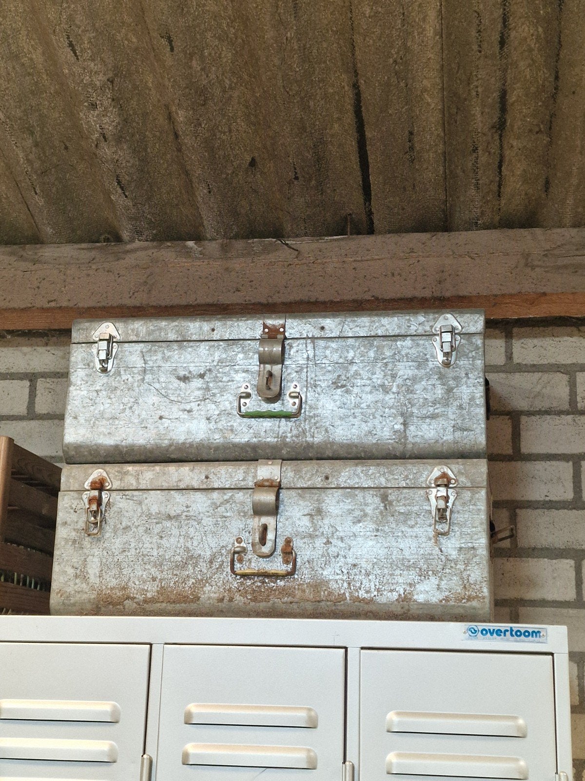 Set van 2 vintage metalen kisten - opslag/decoratie, Ophalen