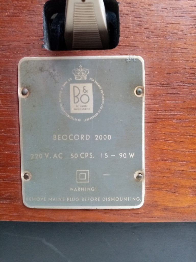 Bandrecorder B&O, Ophalen, Bandrecorder, Met stofkap
