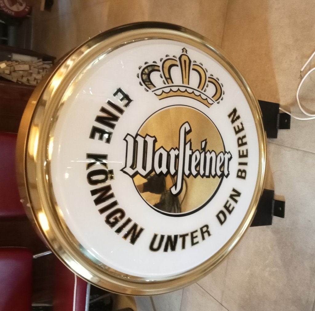 Grote verlichte café bord warsteiner diameter 88 cm., Ophalen, Zo goed als nieuw, Lichtbak of (neon) lamp
