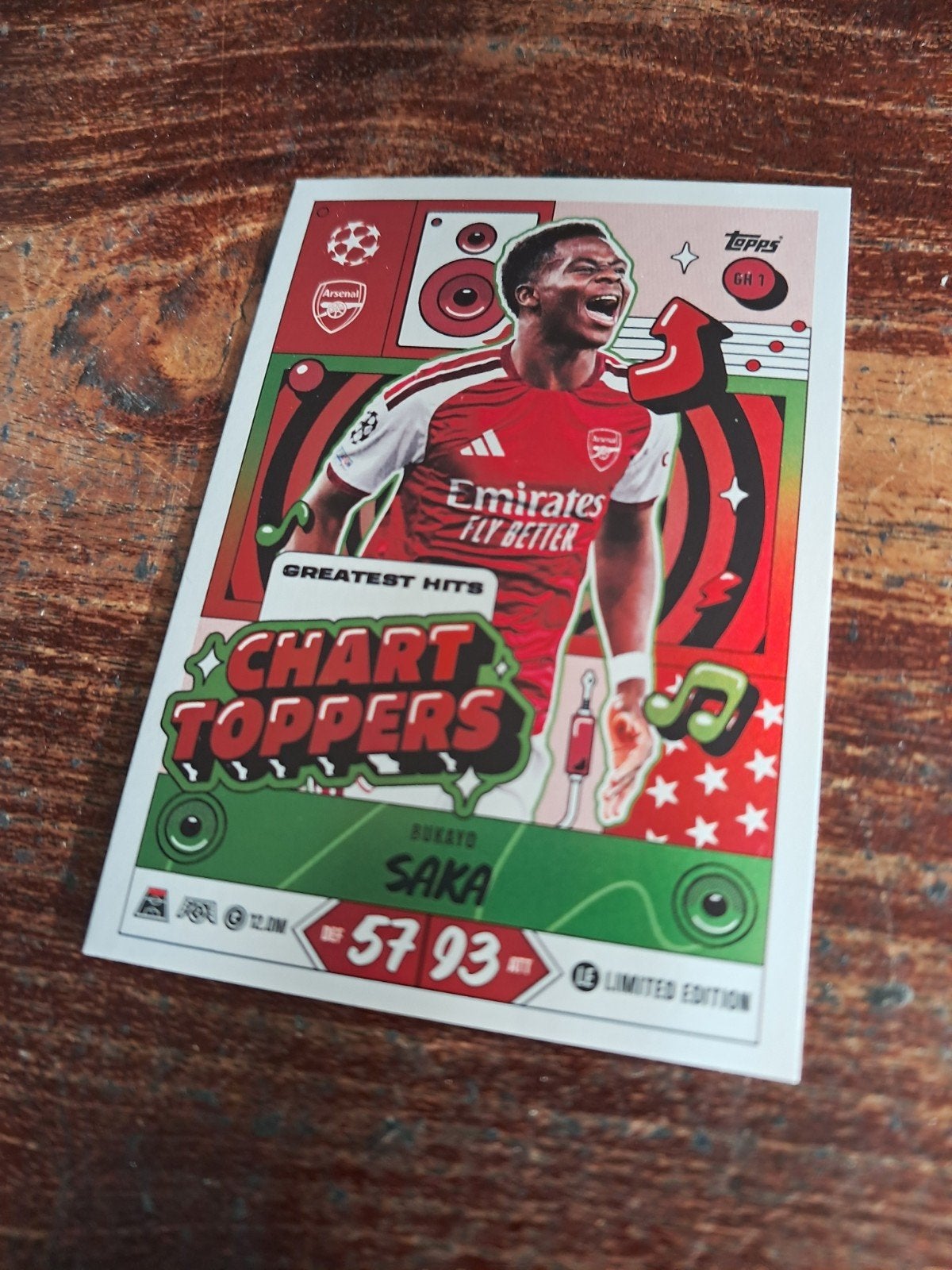 Topps voetbalkaart: Bukayo Saka. Limited Edition., Hobby en Vrije tijd, Ophalen of Verzenden, Nieuw, Plaatje