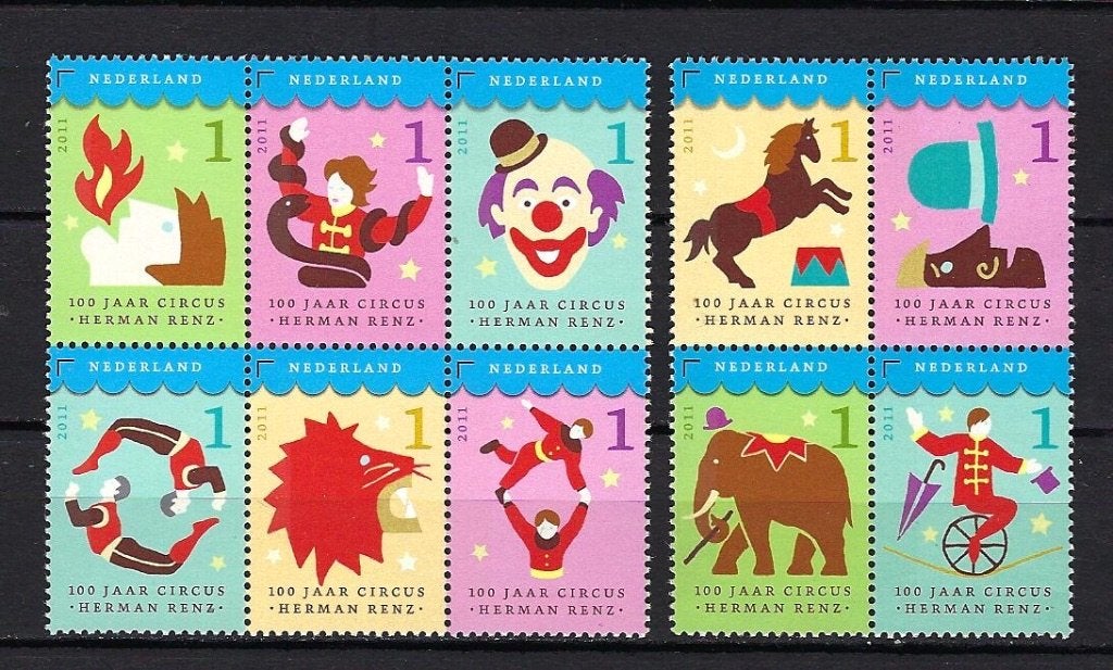 NVPH 2868/2877 (100 j Circus Herman Renz) Postfris, Ophalen of Verzenden, Na 1940, Postfris