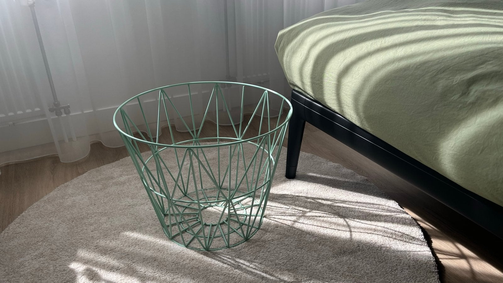 Ferm Living draadmand mintgroen - Scandinavisch design, Ophalen, Mand, Rond, Met opbergruimte