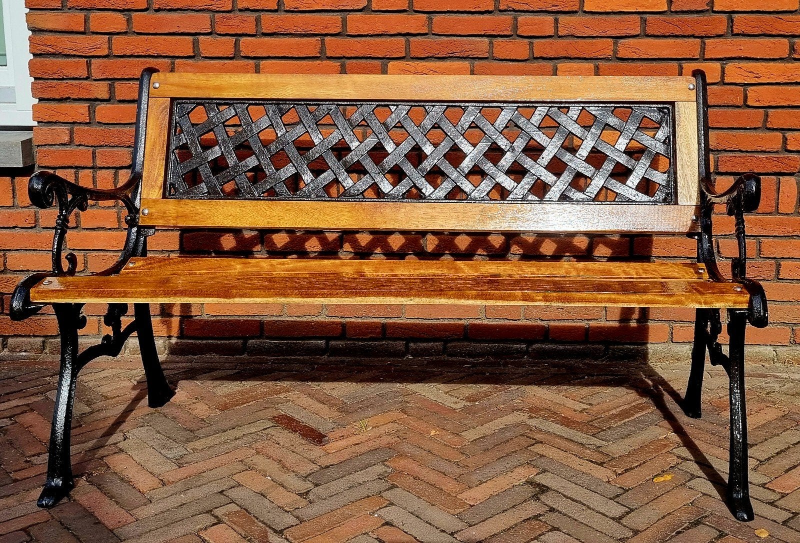 brocante tuinbank gietijzer, Ophalen, Nieuw, Hout