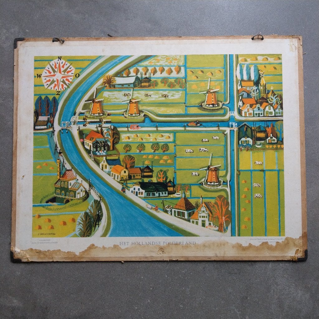 Schoolplaat Het Hollandse polderland, Ophalen of Verzenden, Stad- en Dorpsgezichten