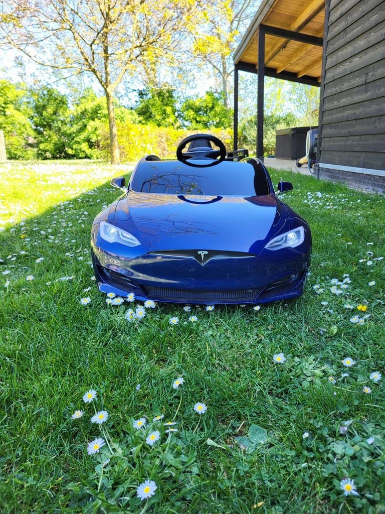 Tesla Model S elektrische kinderauto - Blauw, Ophalen, Zo goed als nieuw