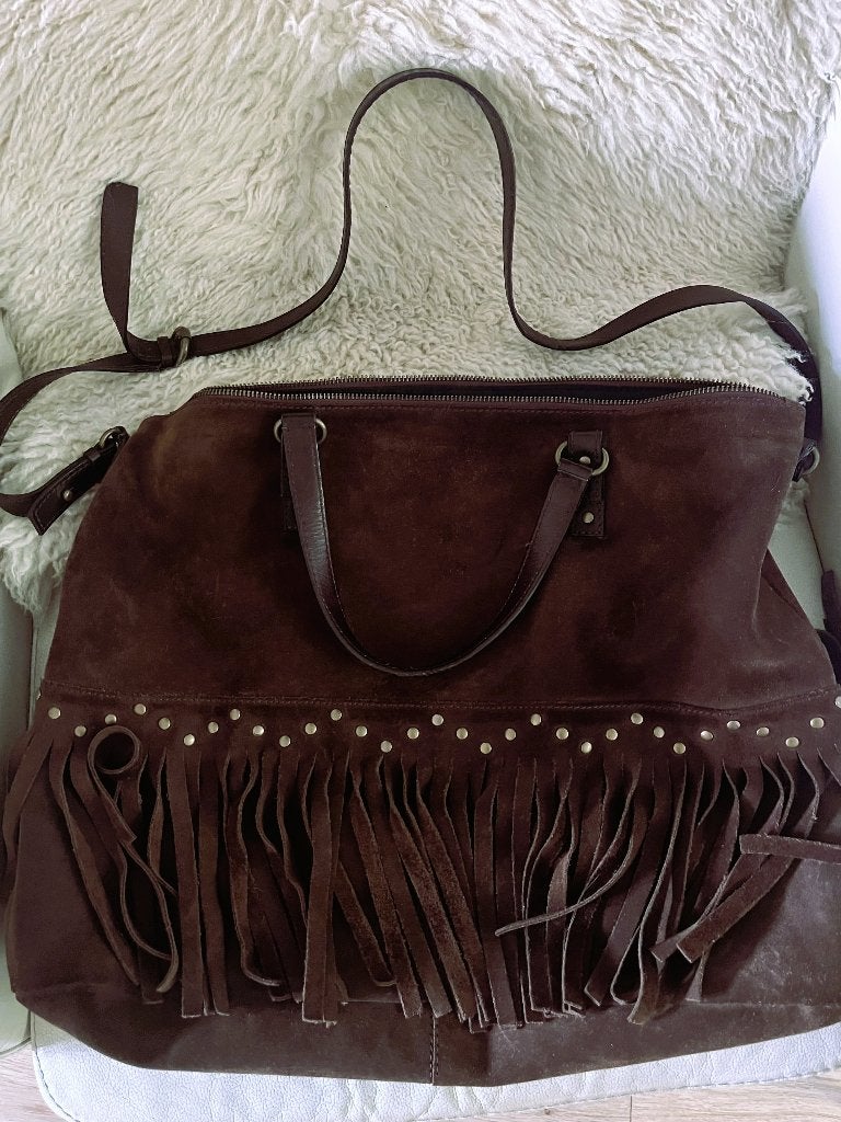 super hippe suède leren tas van Marccain, Sieraden, Tassen en Uiterlijk, Ophalen of Verzenden, Zo goed als nieuw, Bruin, Shopper