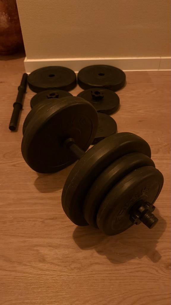 Dumbbell set met halterschijven (2x 2.5kg, 2x 1.25kg, 2x 1kg, Ophalen, Zo goed als nieuw, Armen, Dumbbell