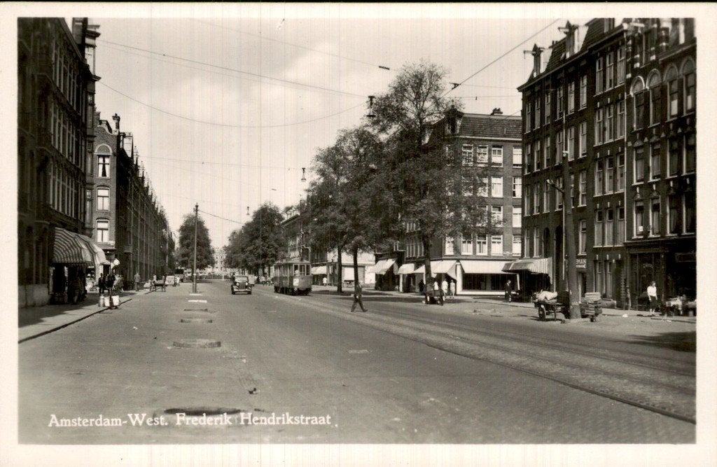 Amsterdam-West - Frederik Hendrikstraat - Straat me tram, Verzamelen, Ophalen of Verzenden, 1920 tot 1940, Ongelopen, Noord-Holland