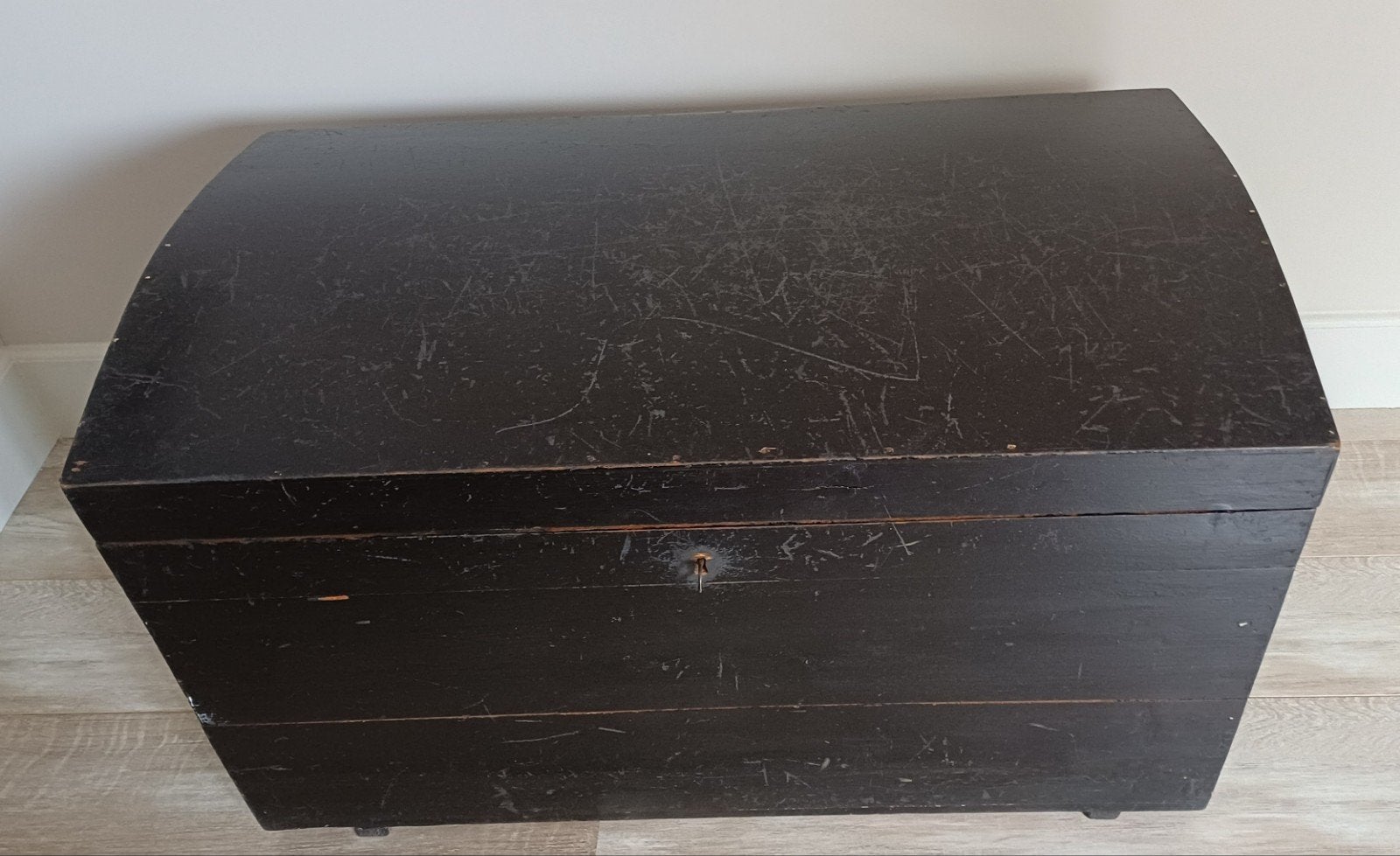 Mooie oude houten dekenkist – gebogen deksel – vintage, Ophalen, 50 – 75, Gebruikt, 50 tot 100 cm