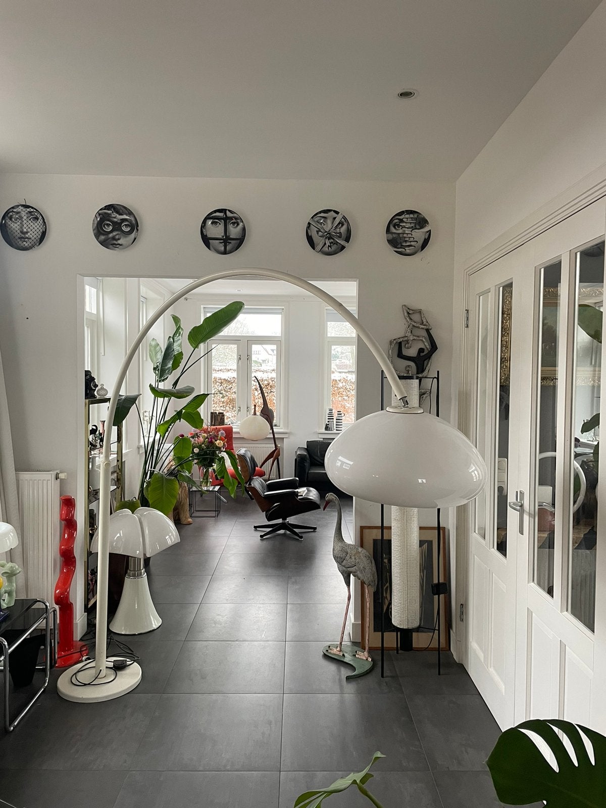 Zeer grote vintage design vloerlamp booglamp gepo? Retro, Ophalen, Gebruikt